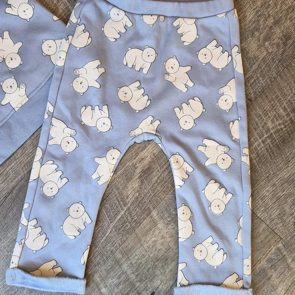 H&M Light Blue Baby Outfit with Bear Design 2T